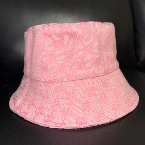 Gucci Accessories - WOMEN'S GUCCI PINK GG MONOGRAM CANVAS BUCKET HAT ONE SIZE